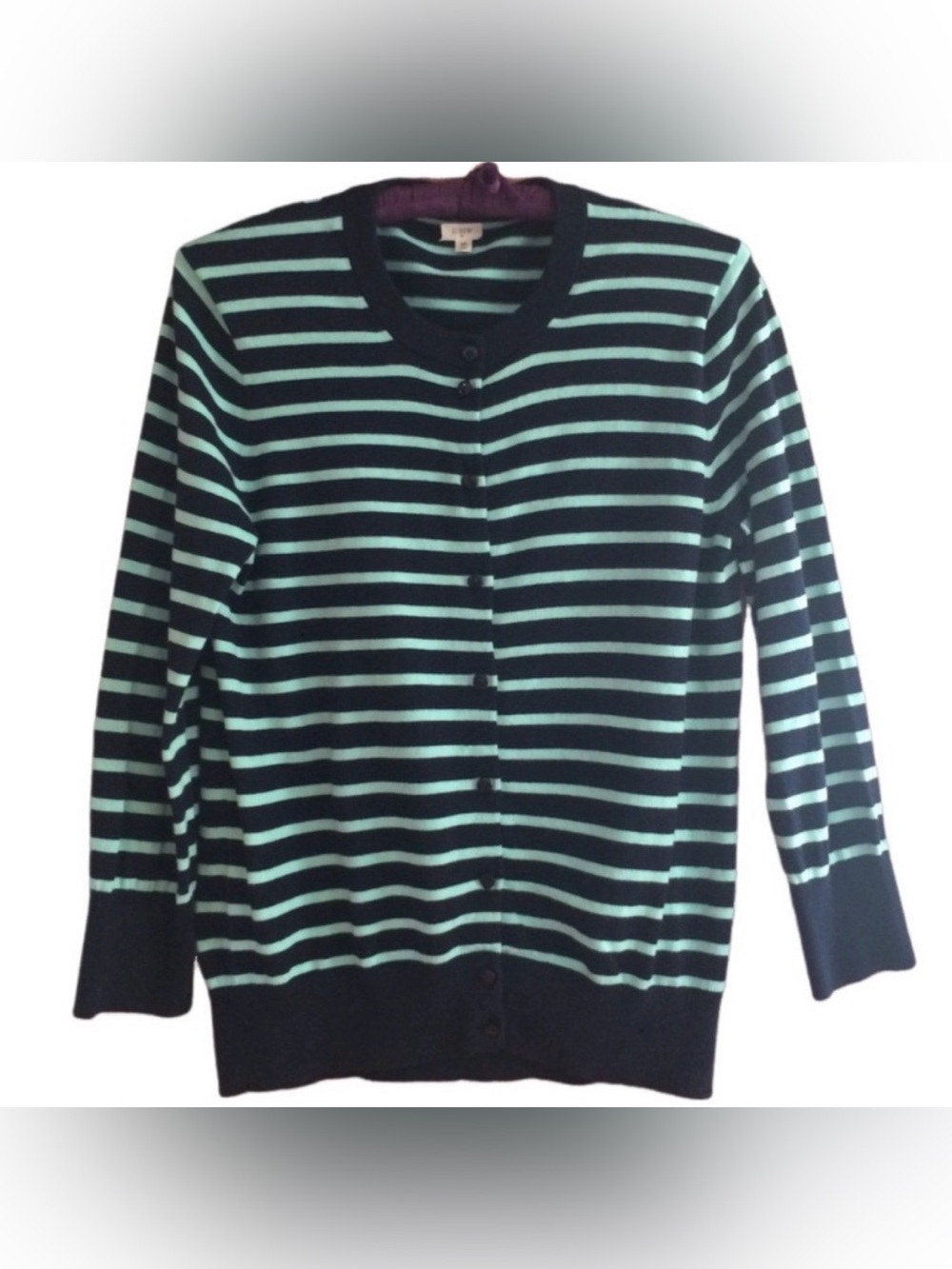 J. Crew Factory M Clare stripe cardigan sweater 100% Cotton